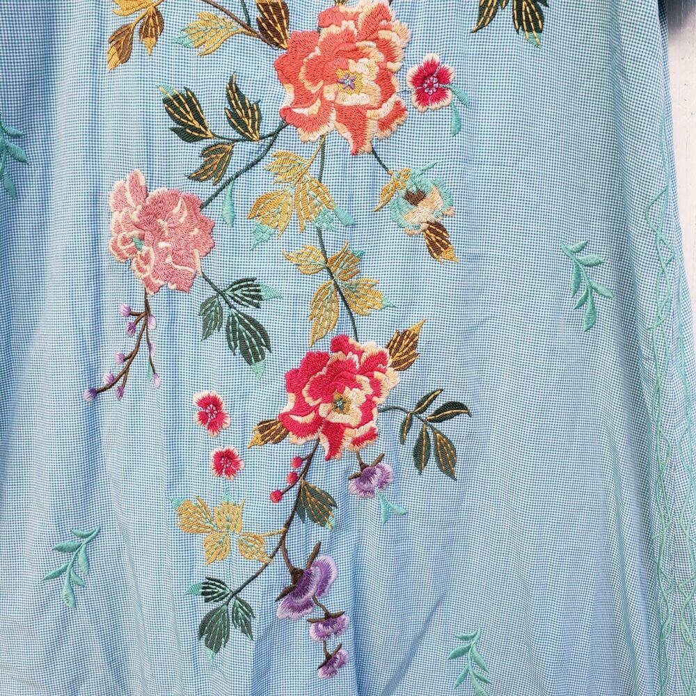 Johnny Was Workshop Adele Drape Cotton Blue Tunic… - image 7